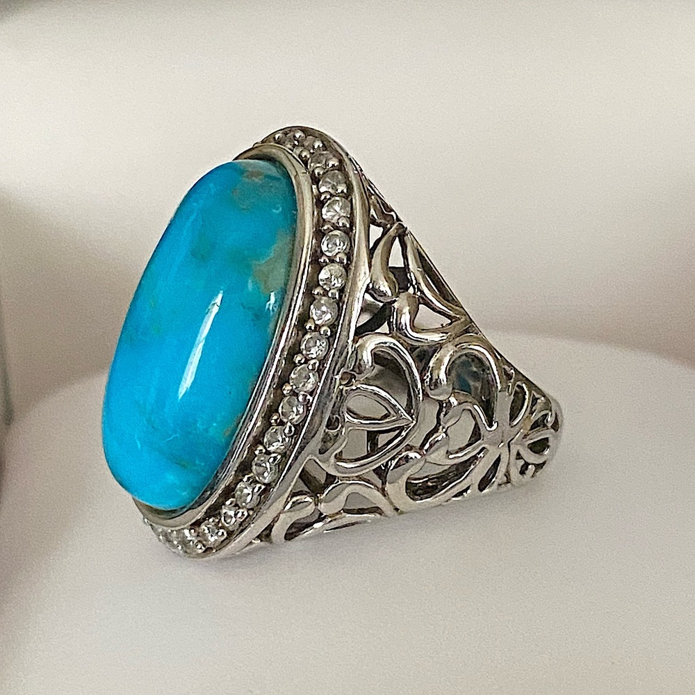 Turquoise Ring - Sterling Silver 925 - Size 6 - Navajo / Native American